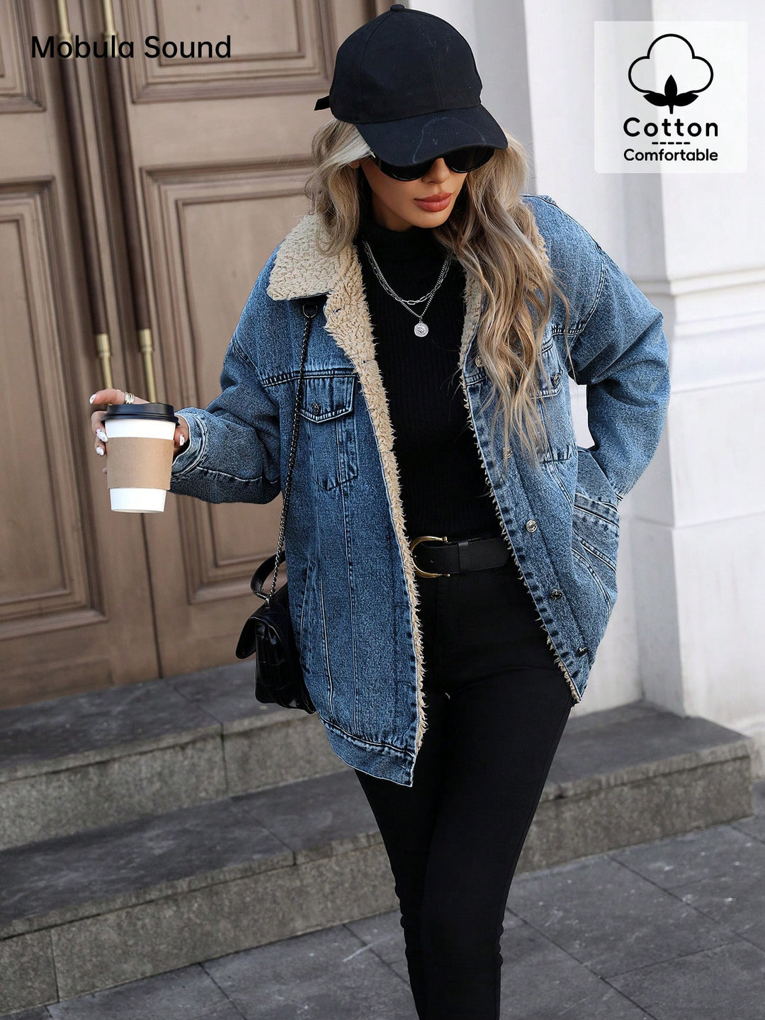 Jachetă denim SHEIN, albastru