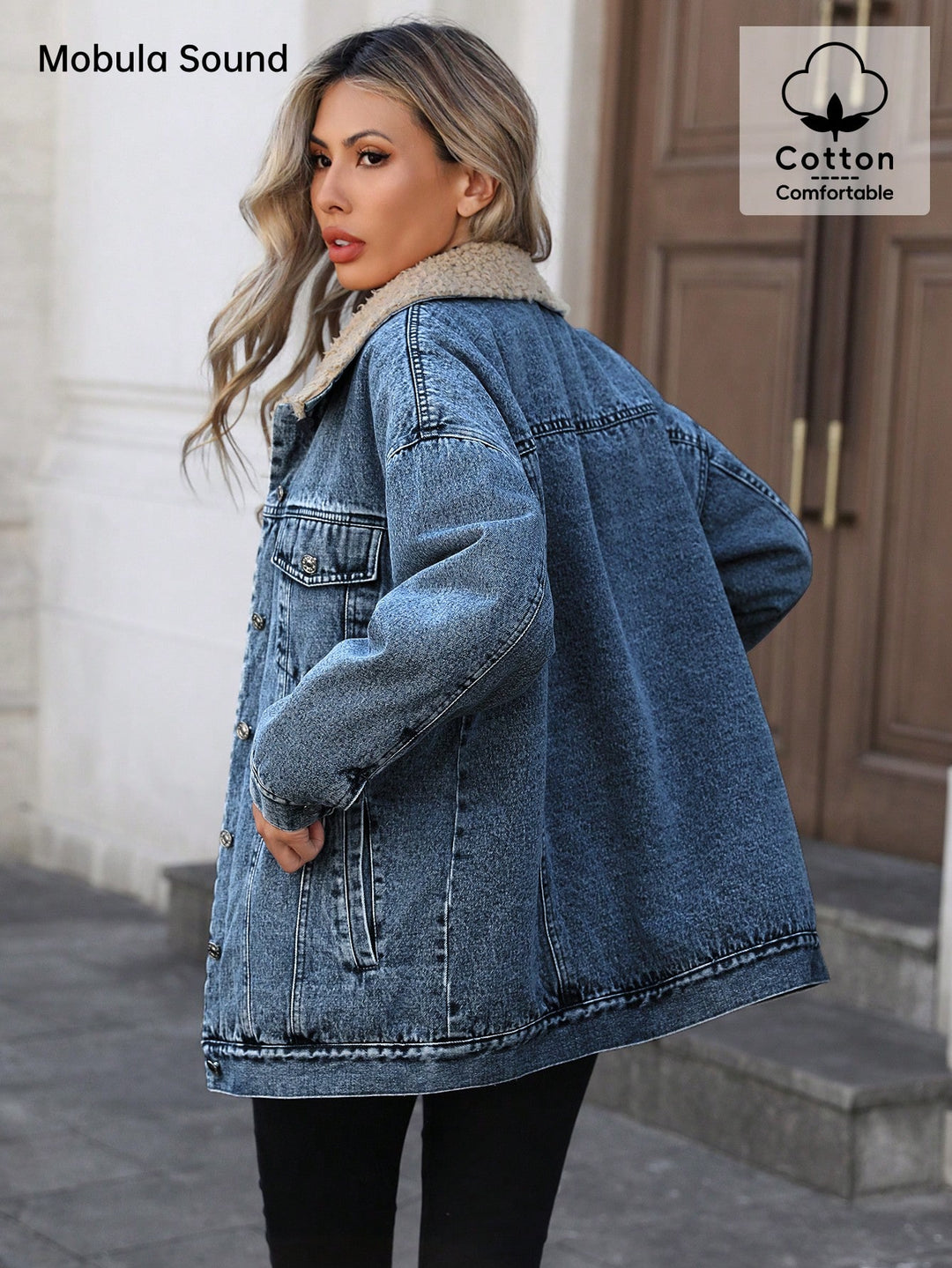 Jachetă denim SHEIN, albastru