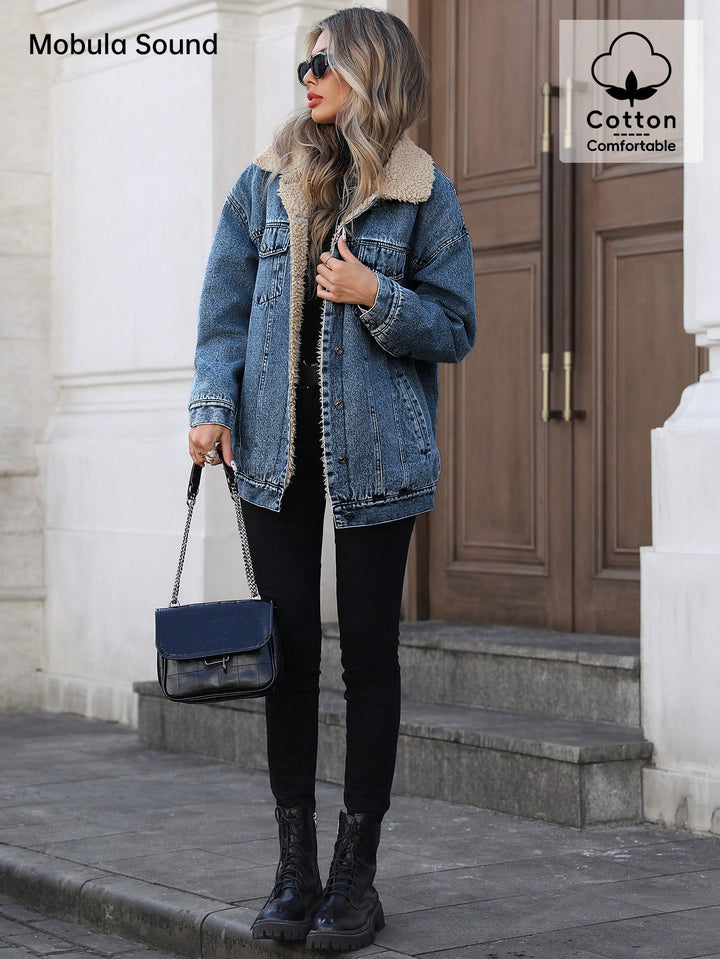 Jachetă denim SHEIN, albastru