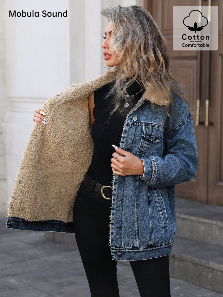 Jachetă denim SHEIN, albastru