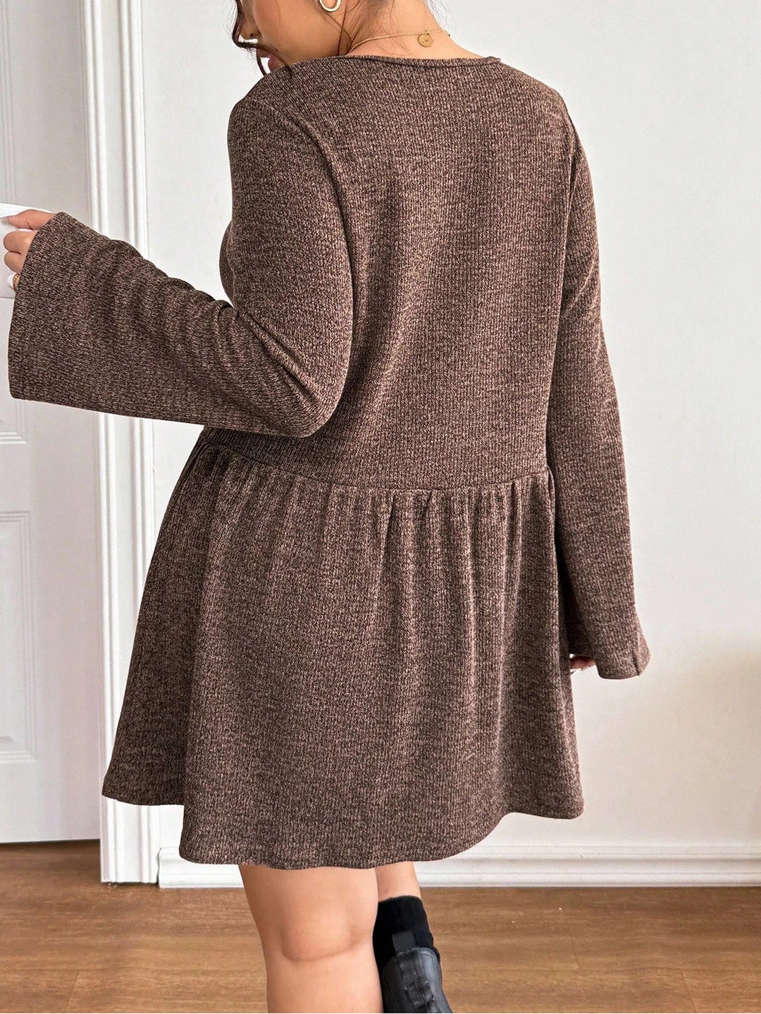 Shein Curve mini ruha, barna