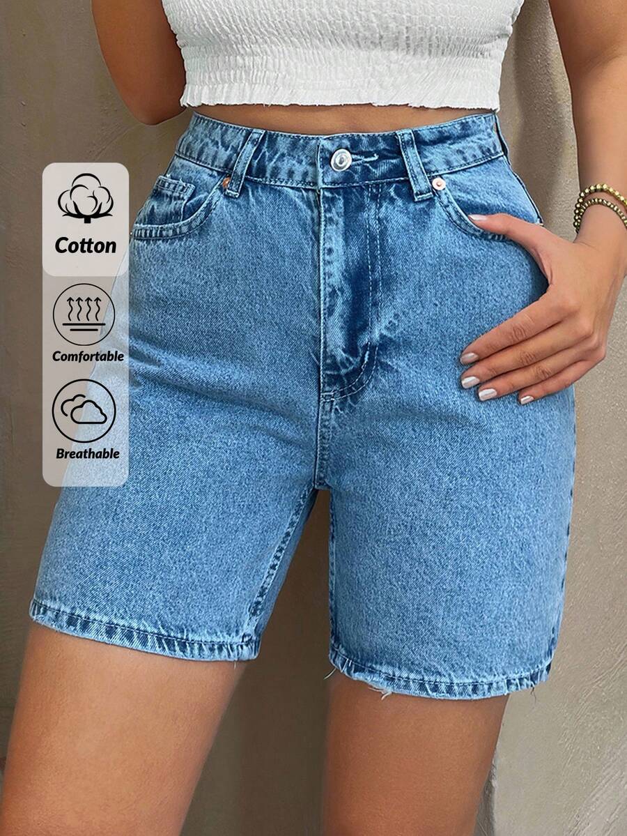 Pantaloni scurți de blugi SHEIN, albastru