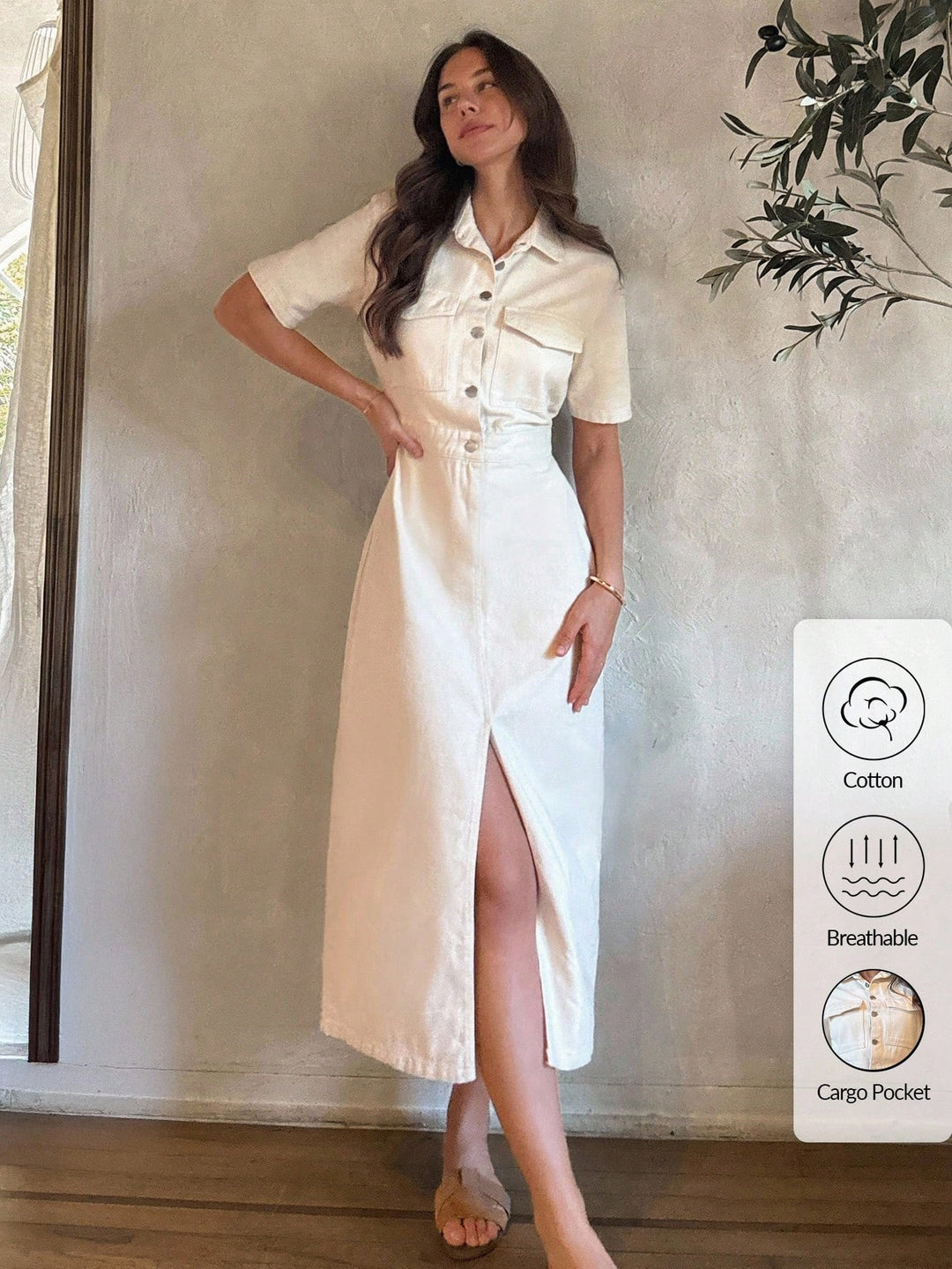 Rochie midi SHEIN, alb