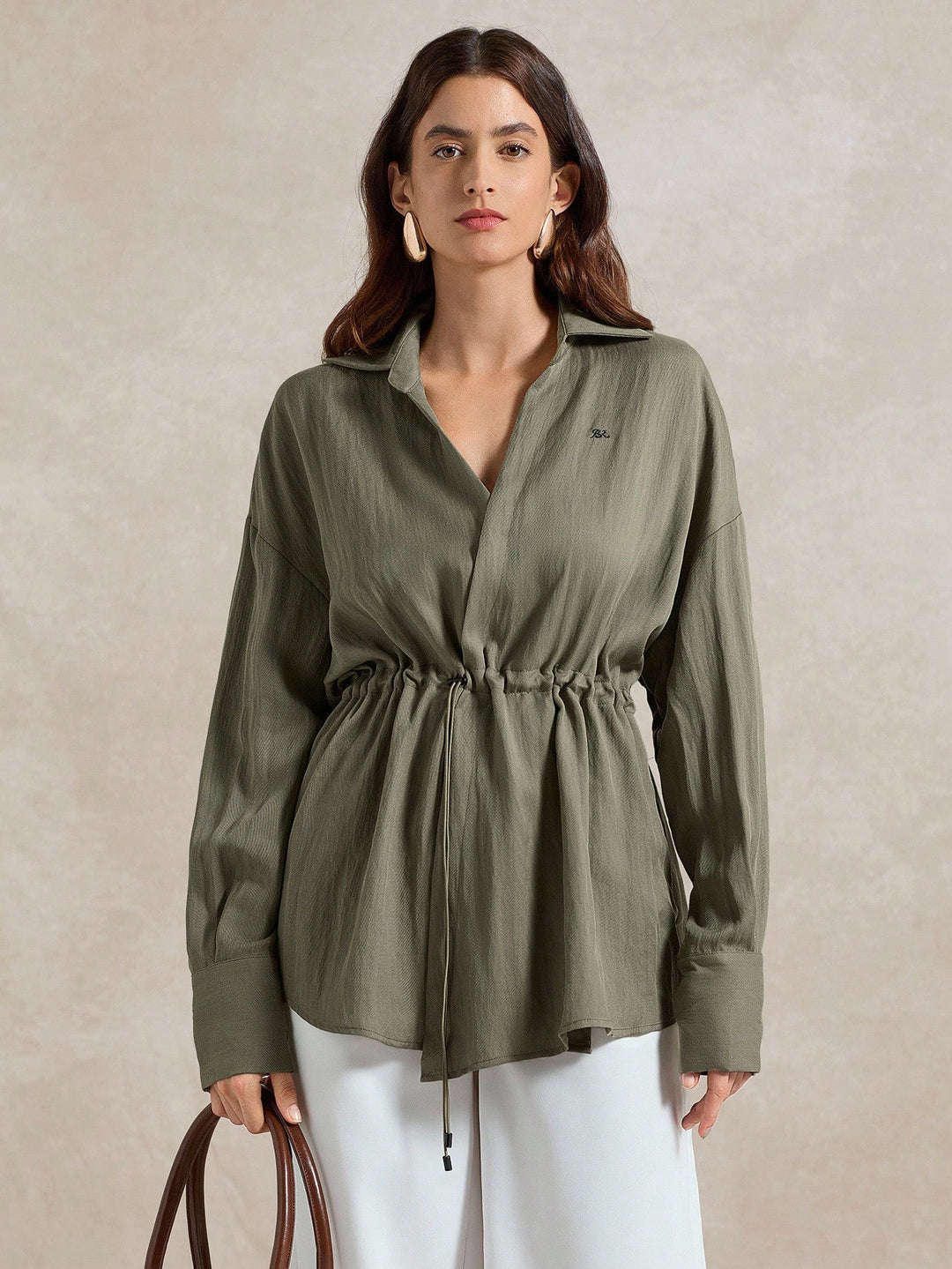 SHEIN hétköznapi blúz, khaki