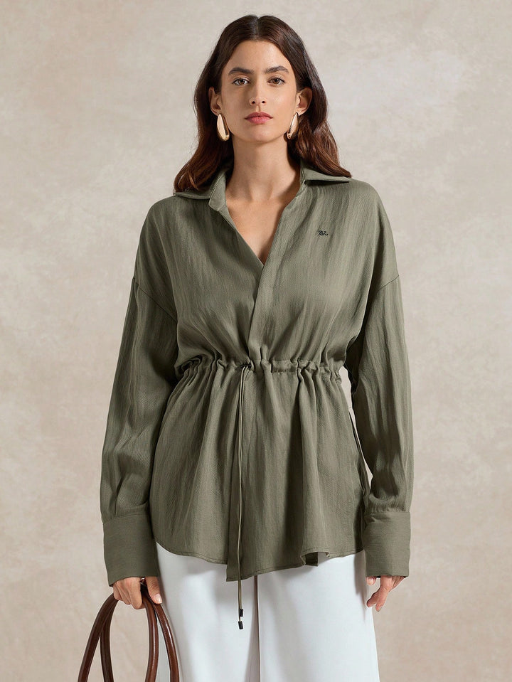 SHEIN hétköznapi blúz, khaki