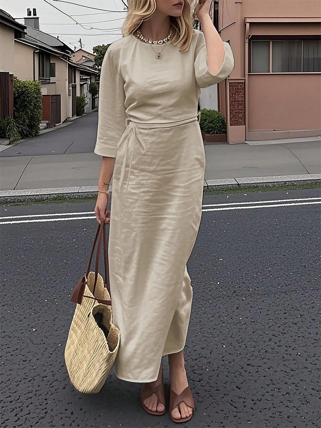 Rochie maxi SHEIN, crem