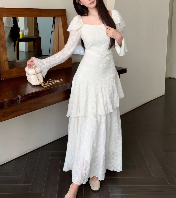 Rochie maxi SHEIN, crem