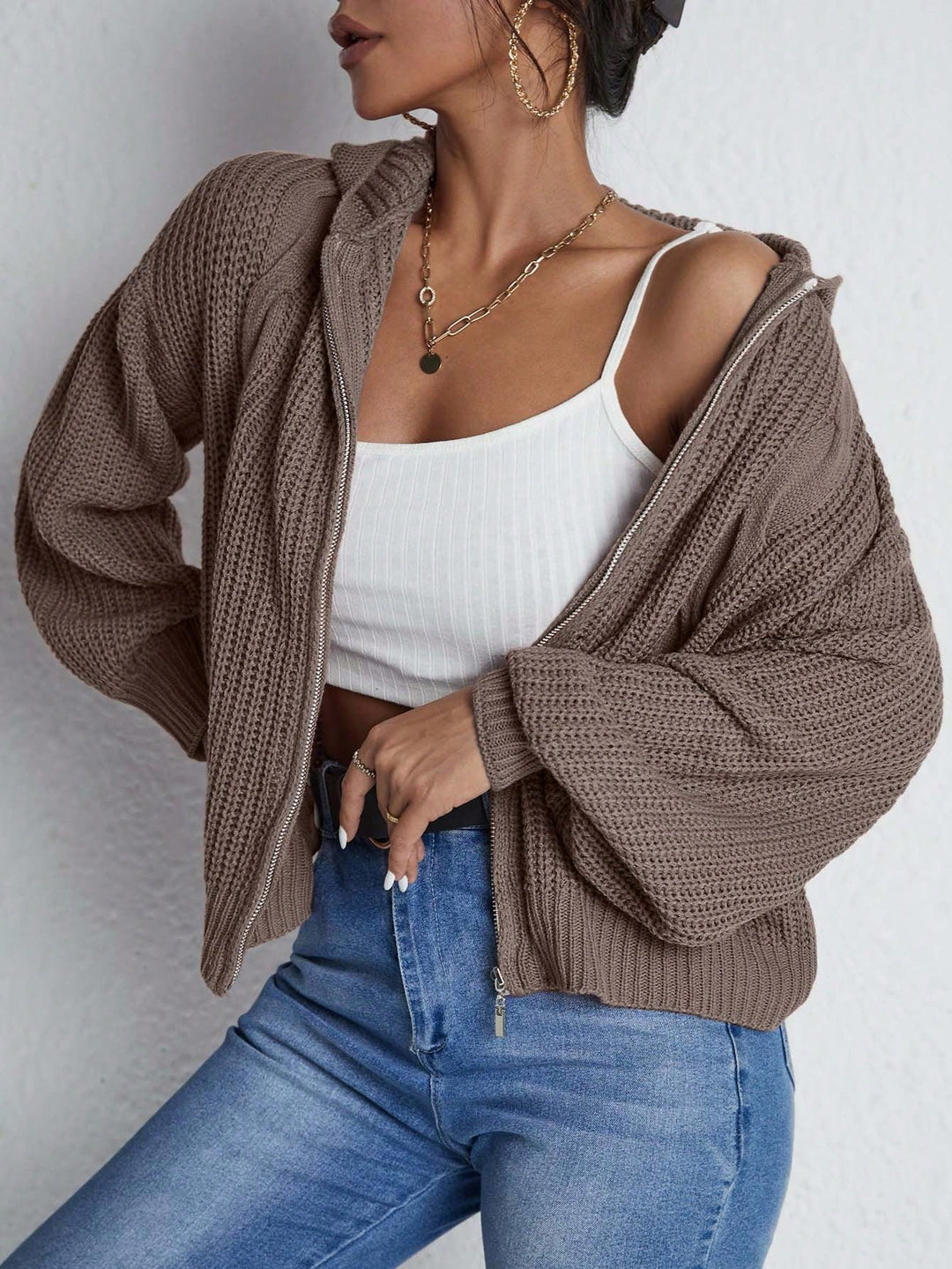 Cardigan SHEIN, maro