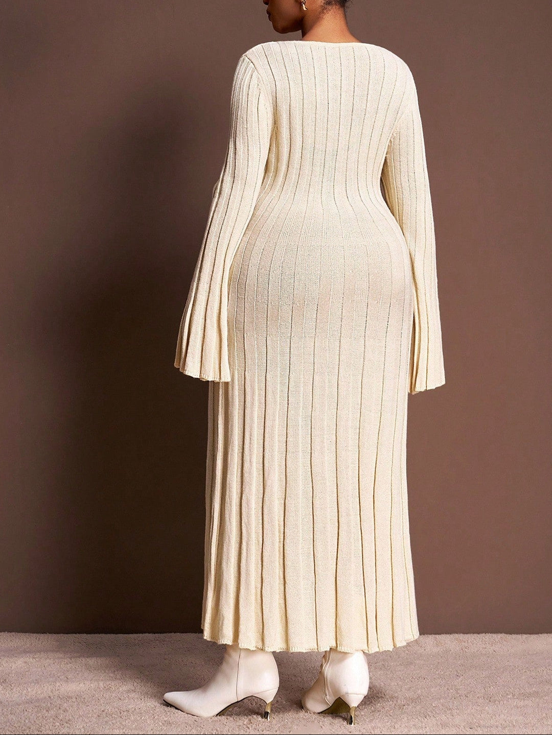 Rochie maxi Shein Curve+, crem