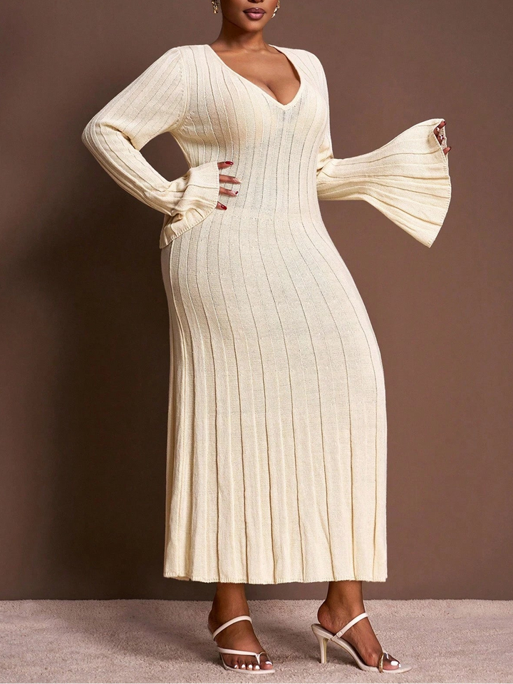 Rochie maxi Shein Curve+, crem