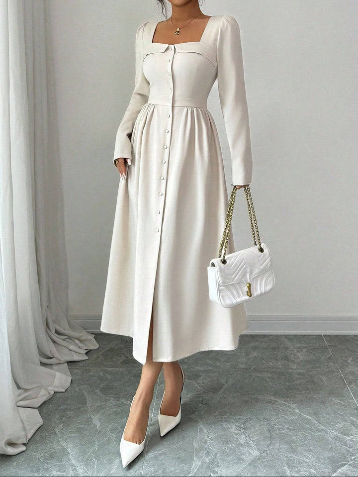 SHEIN maxi ruha, krémszínű