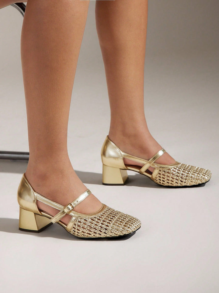 Pantofi cu toc SHEIN, auriu