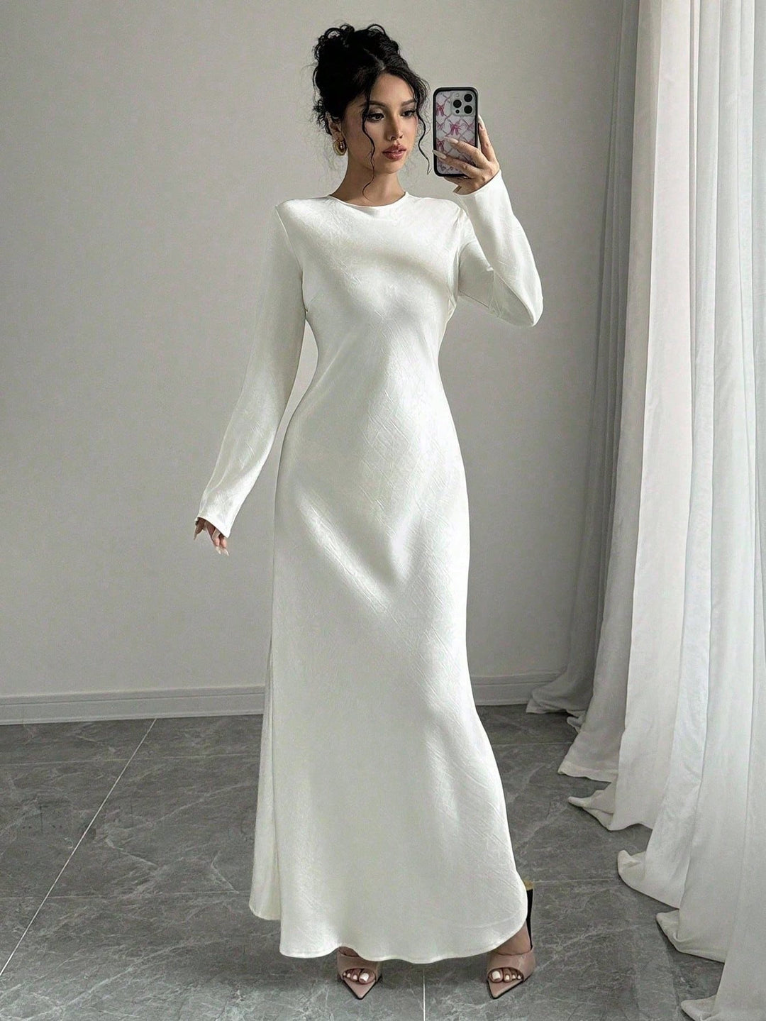 Rochie maxi SHEIN, crem