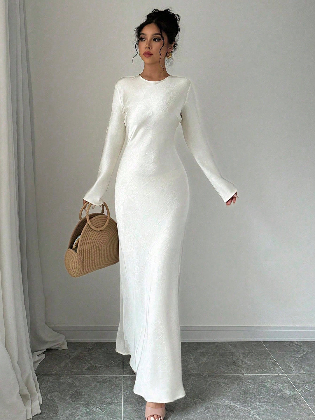 Rochie maxi SHEIN, crem