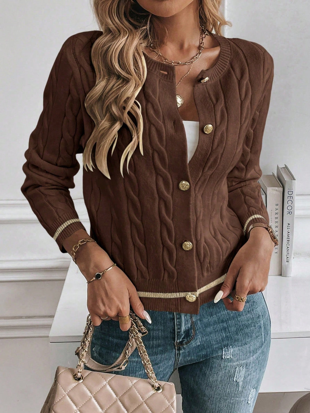 Cardigan SHEIN, maro