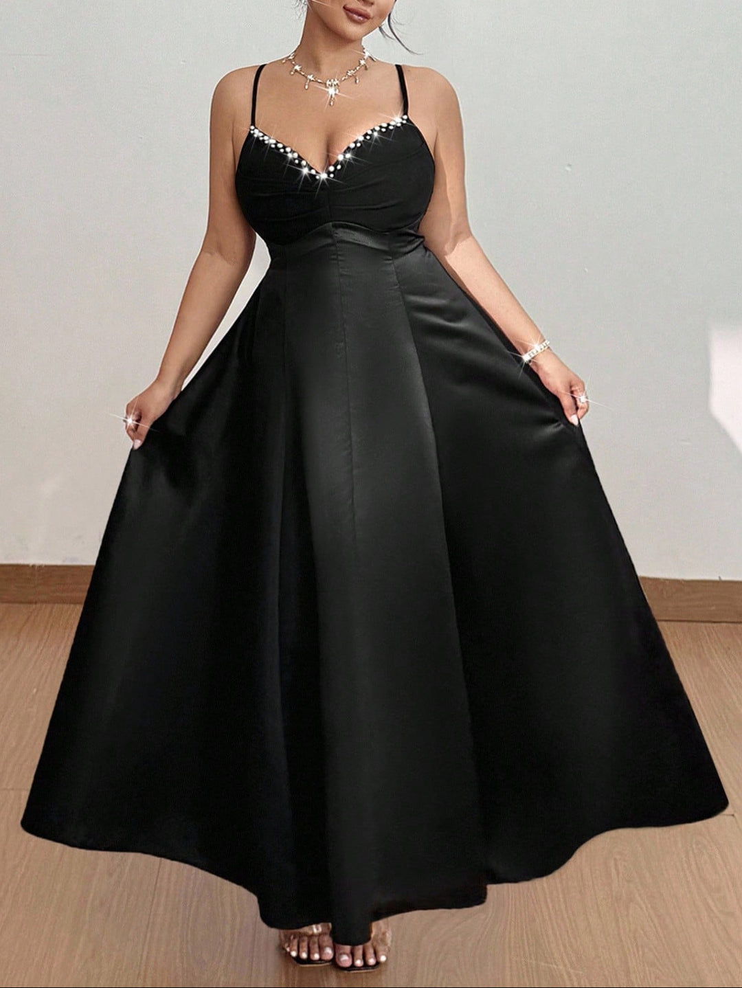 Shein Curve+ maxi ruha, fekete