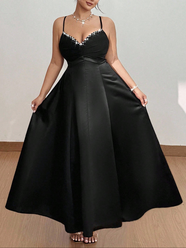 Shein Curve+ maxi ruha, fekete