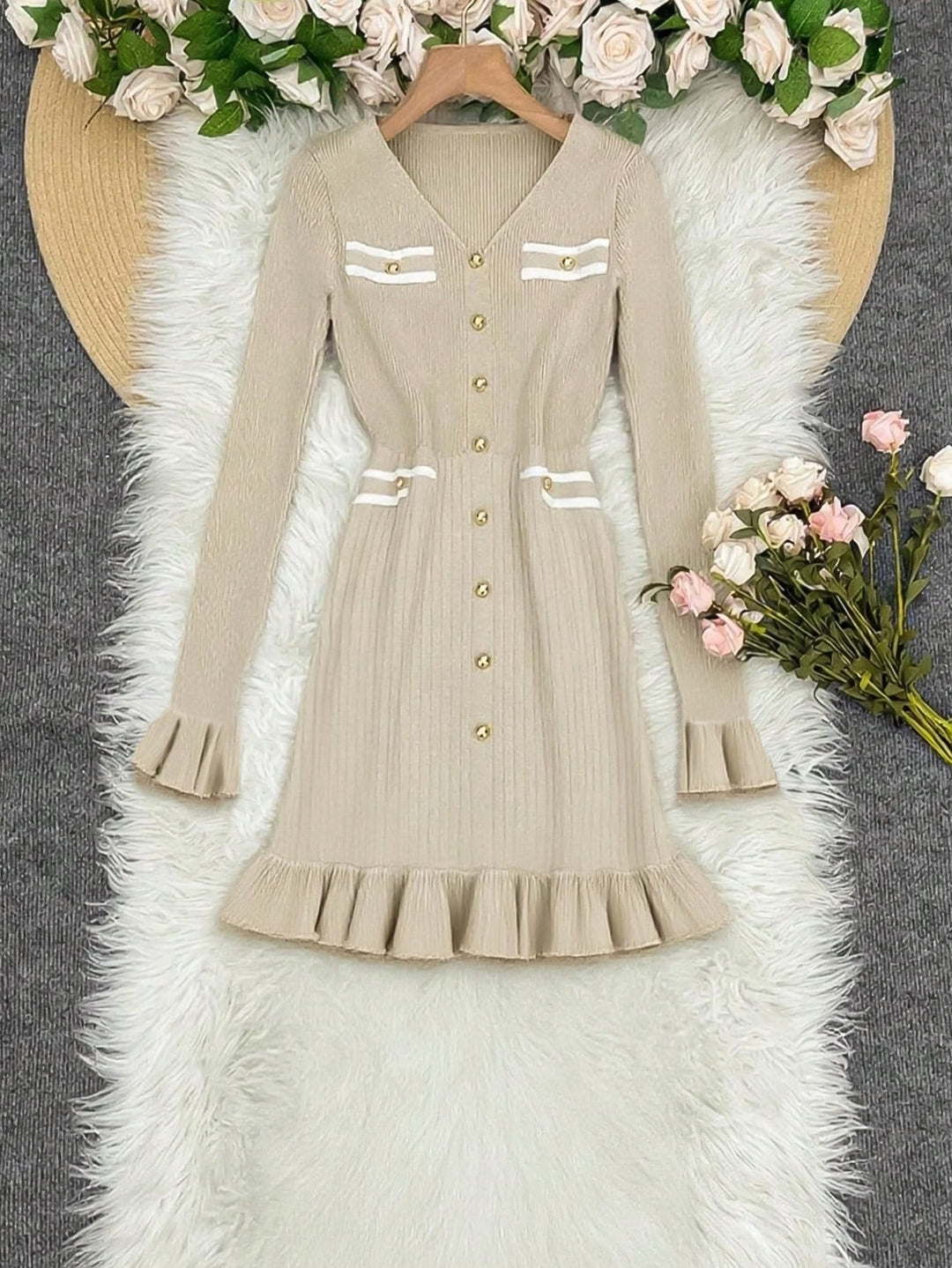 SHEIN mini ruha, ekrü