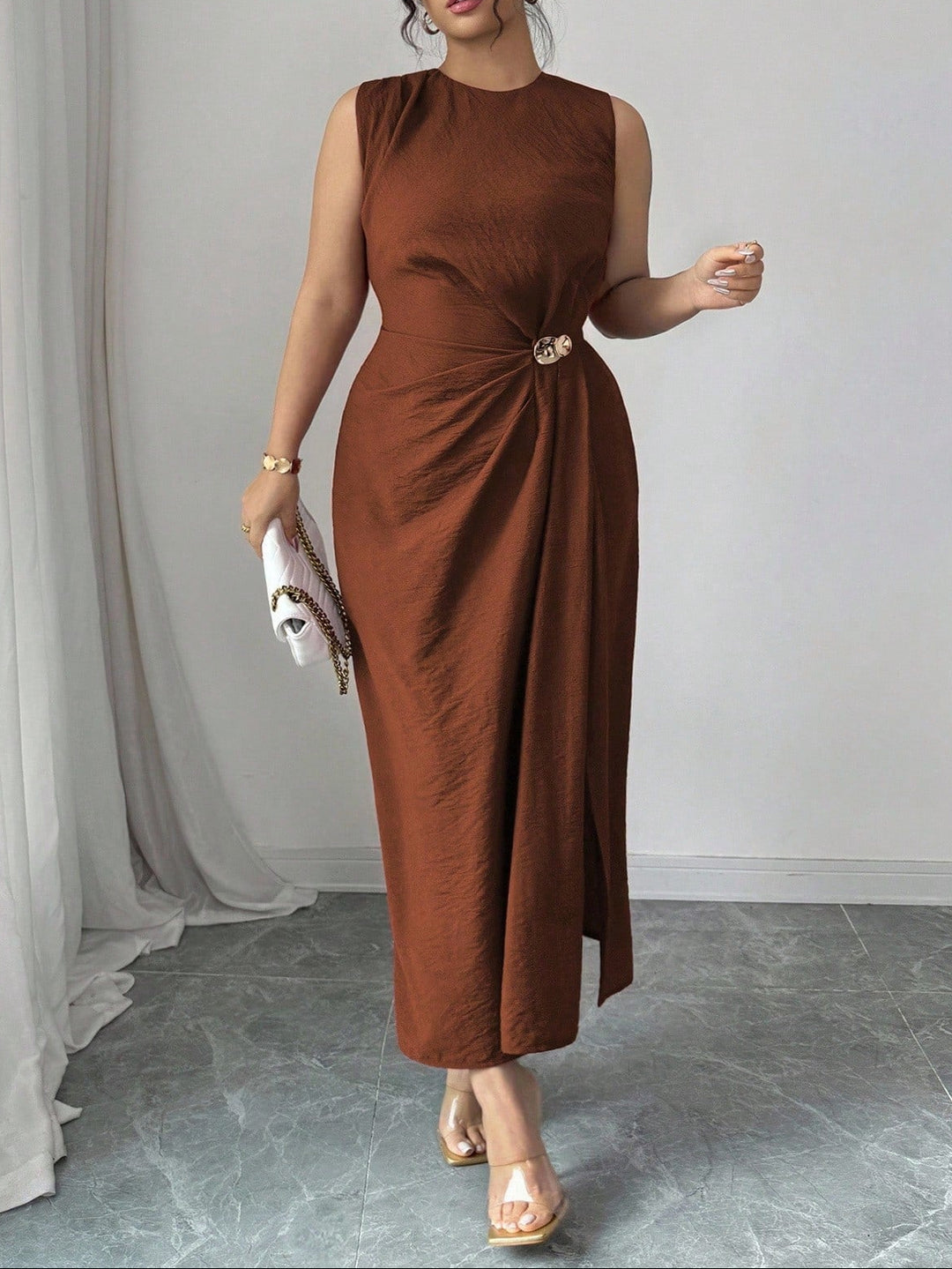 Rochie midi SHEIN, maro