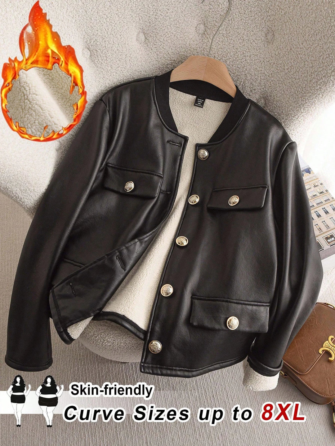 Jachetă Shein Curve+, negru