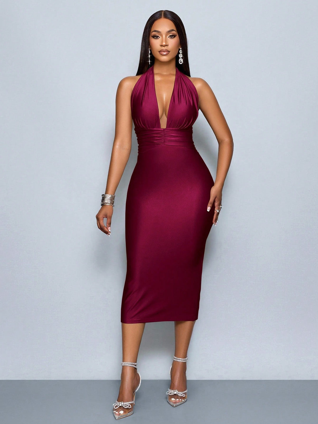 Rochie midi SHEIN, vișiniu