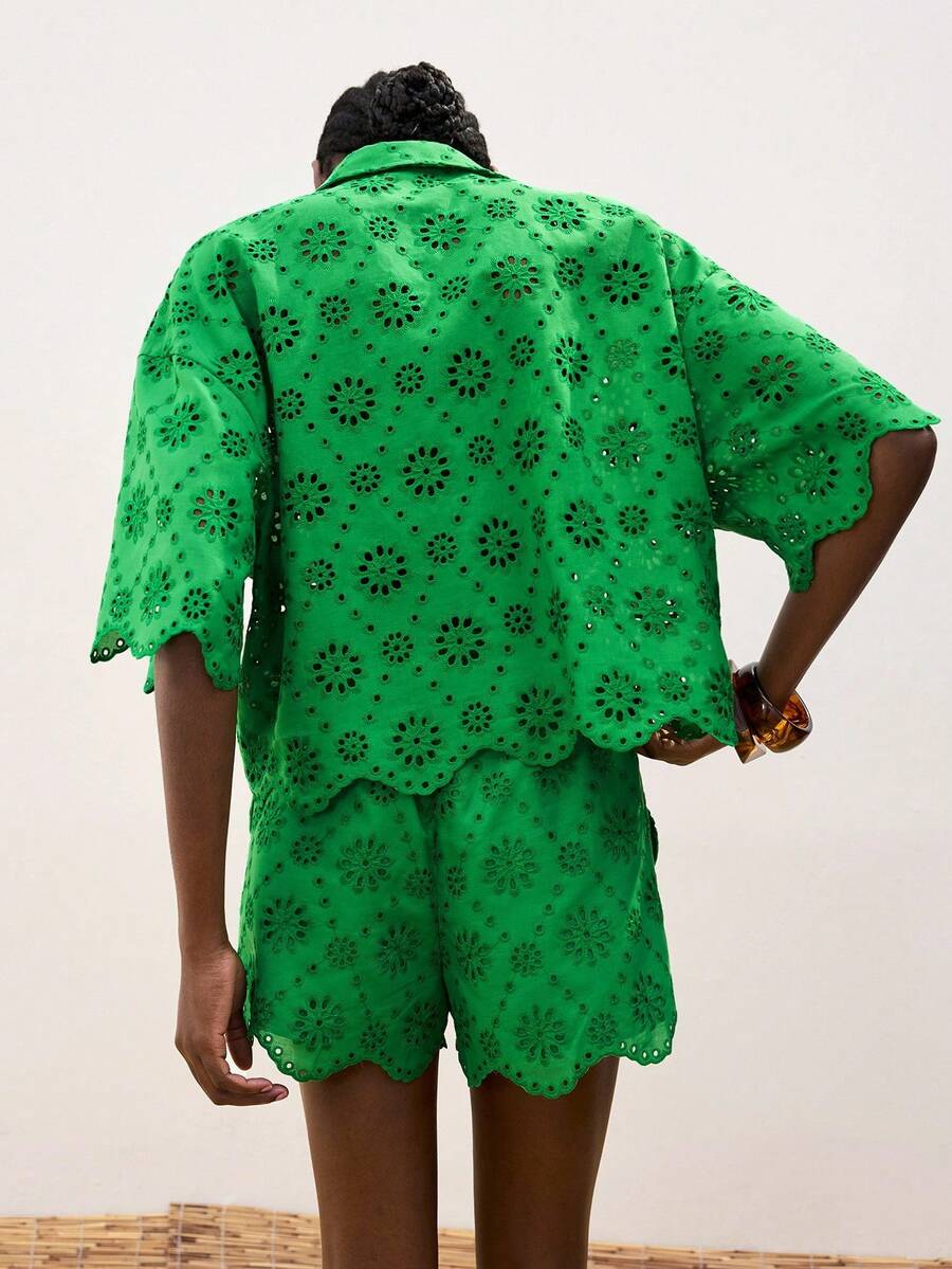Cămașă cu mânecă scurtă SHEIN, verde