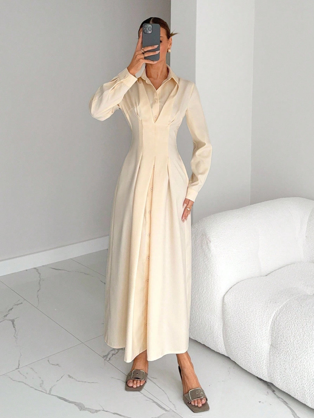 Rochie maxi Shein, crem