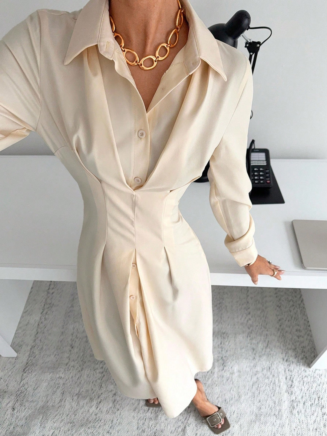 Rochie maxi Shein, crem