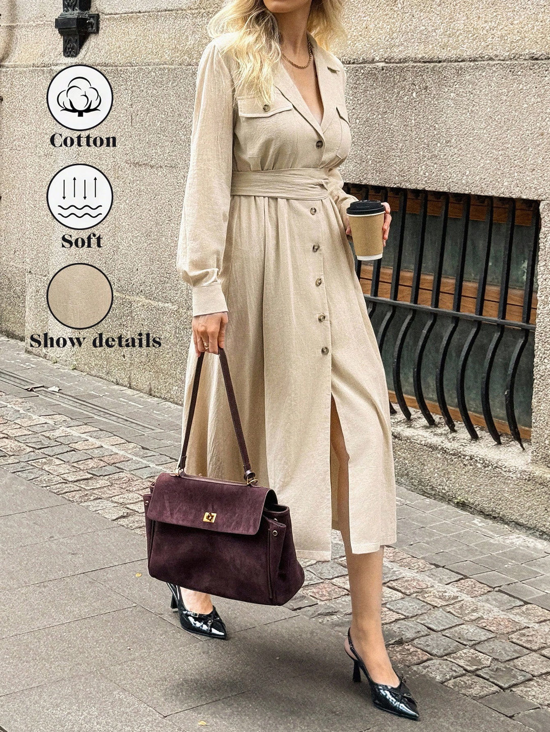 Rochie midi SHEIN, kaki
