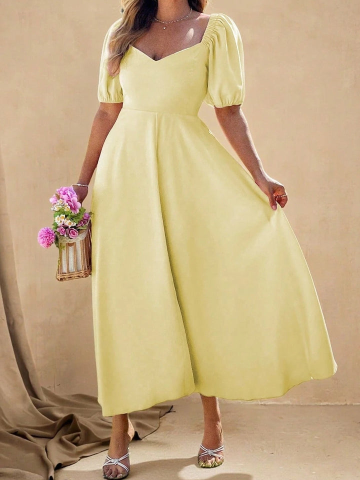 Shein Curve+ Midi ruha, sárga