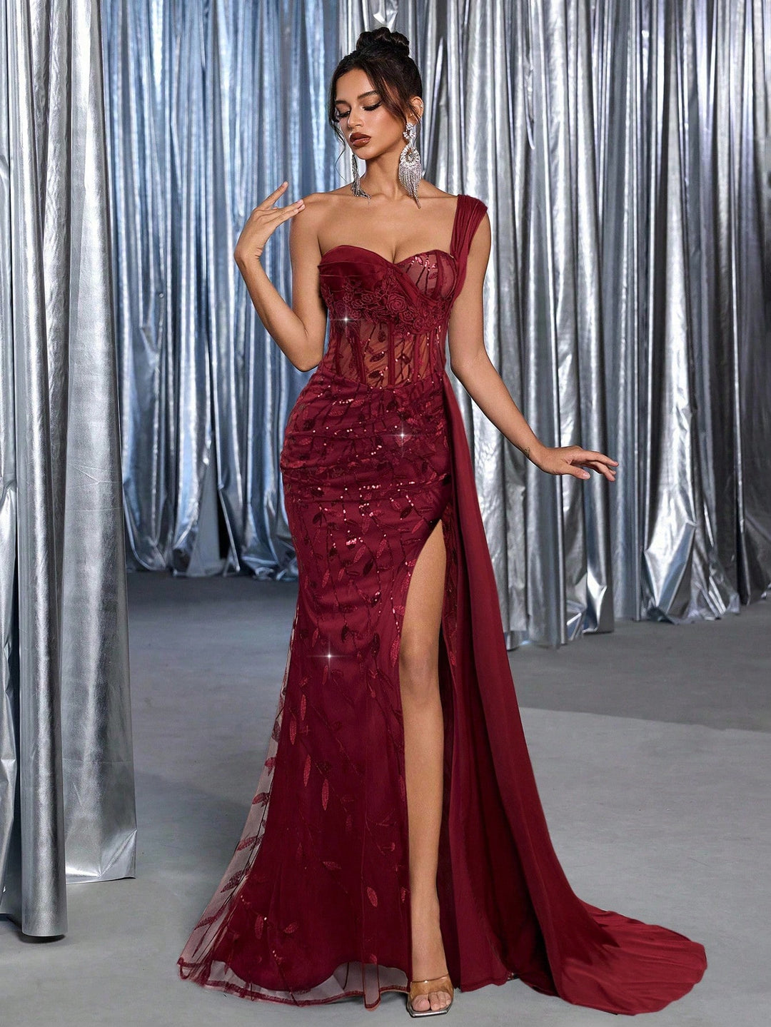 Rochie de ocazie SHEIN, vișiniu