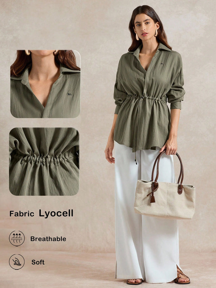 SHEIN hétköznapi blúz, khaki
