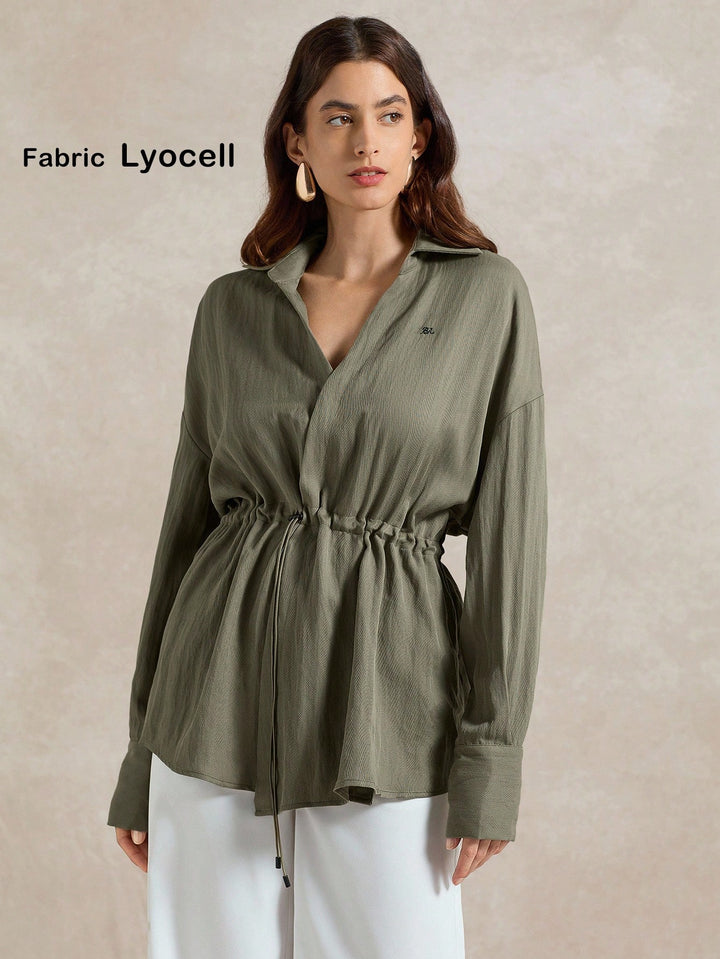 SHEIN hétköznapi blúz, khaki