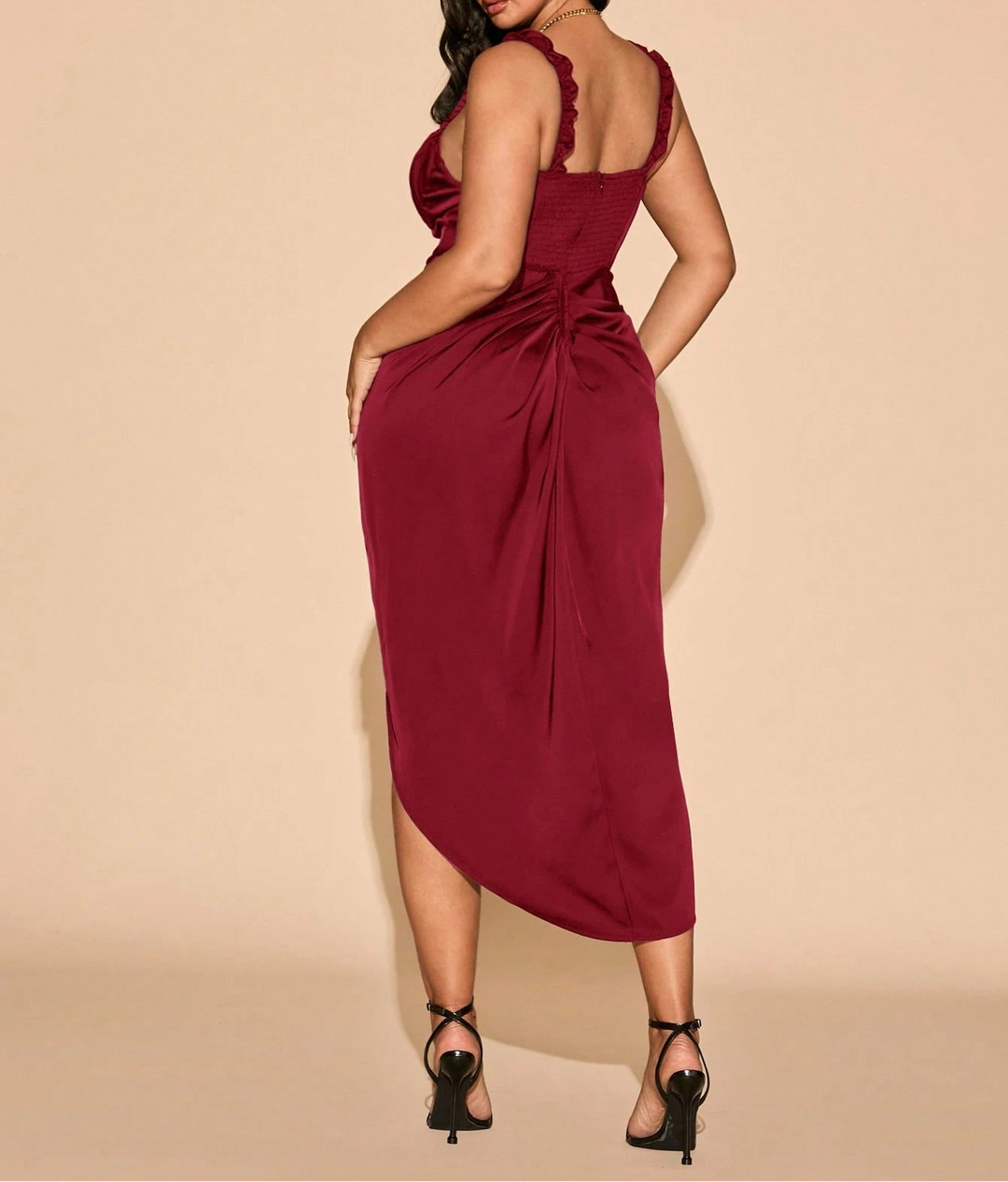 Shein Curve+ maxi ruha, burgundi