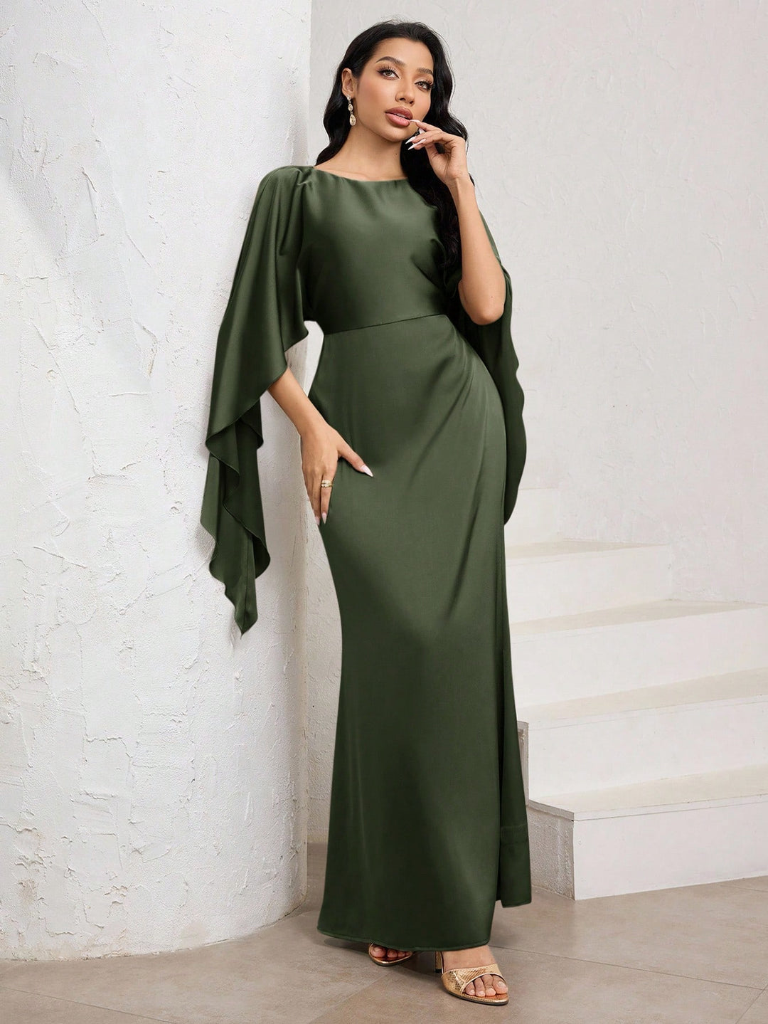 Rochie maxi SHEIN, kaki