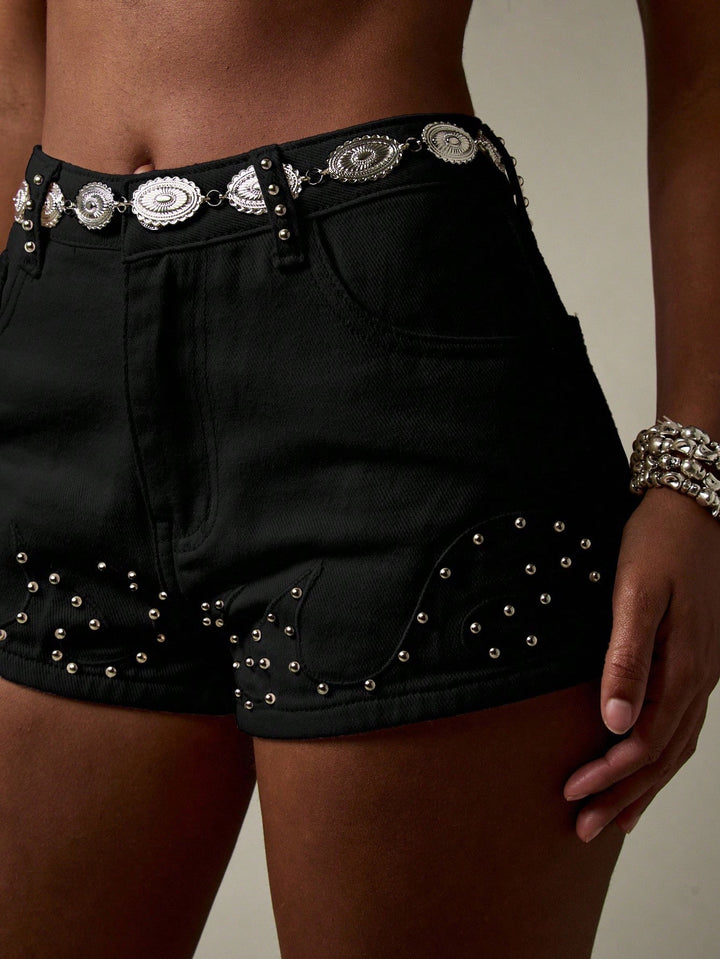 Pantaloni scurți de blugi SHEIN, negru