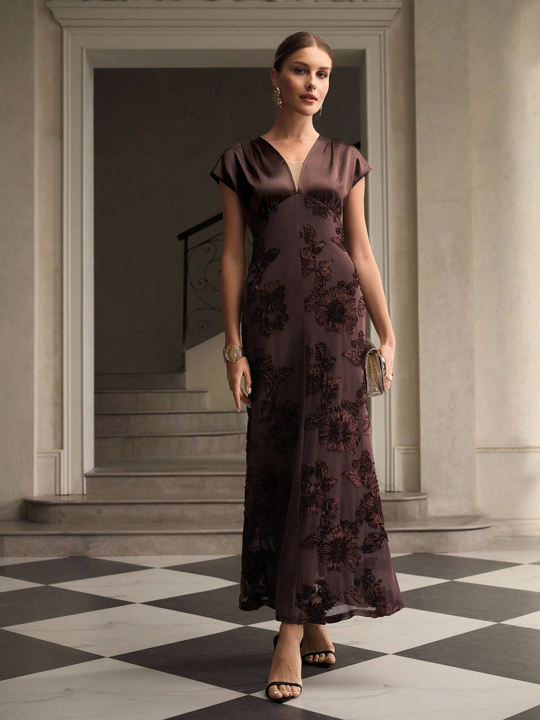 Rochie midi SHEIN, maro