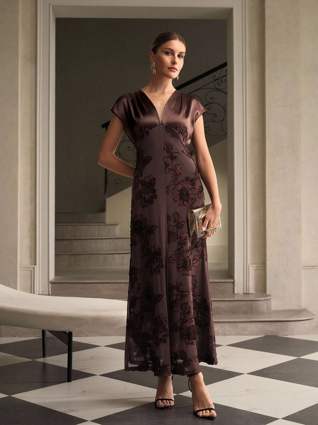 Rochie midi SHEIN, maro