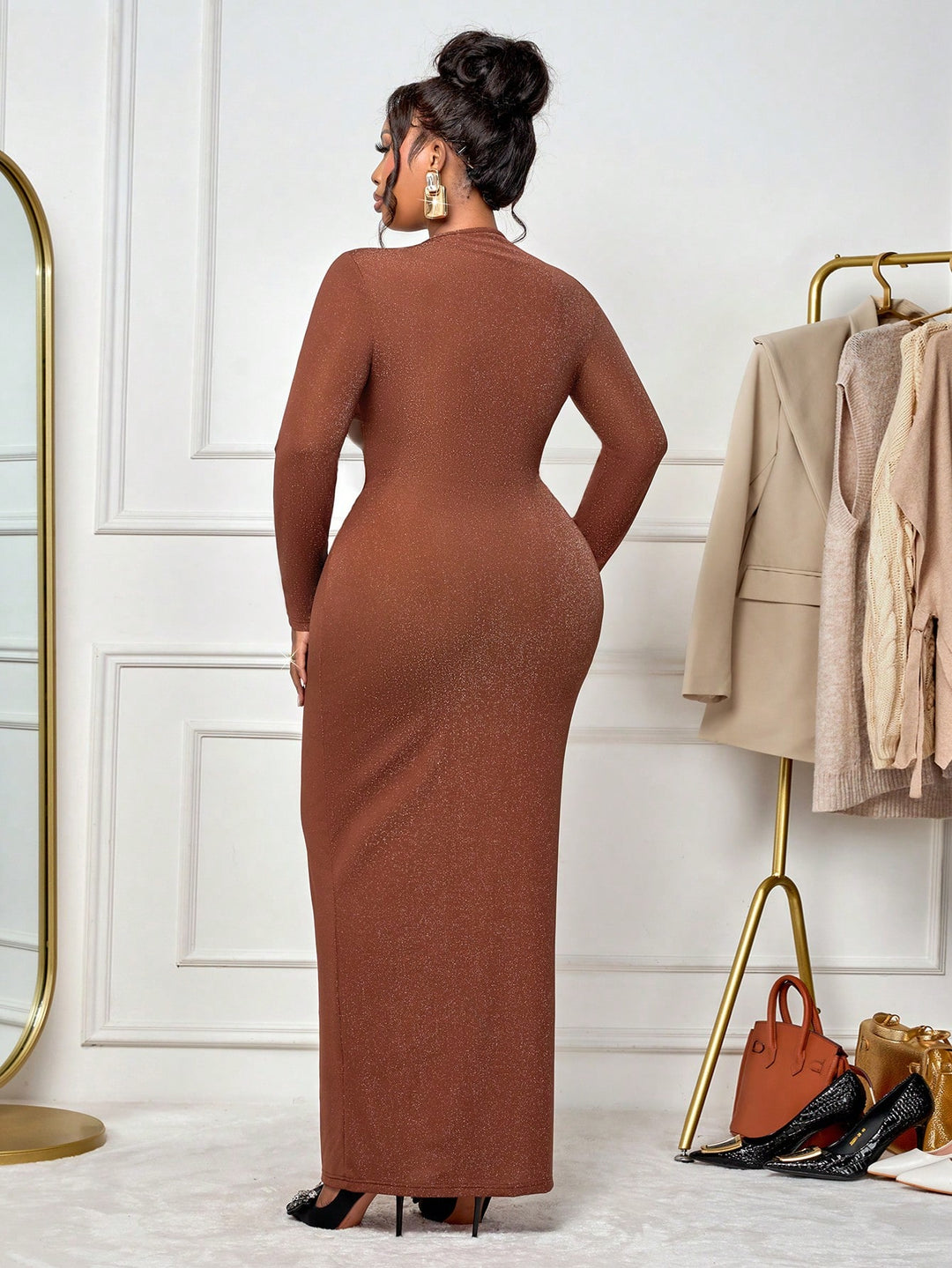 Rochie de ocazie SHEIN, maro