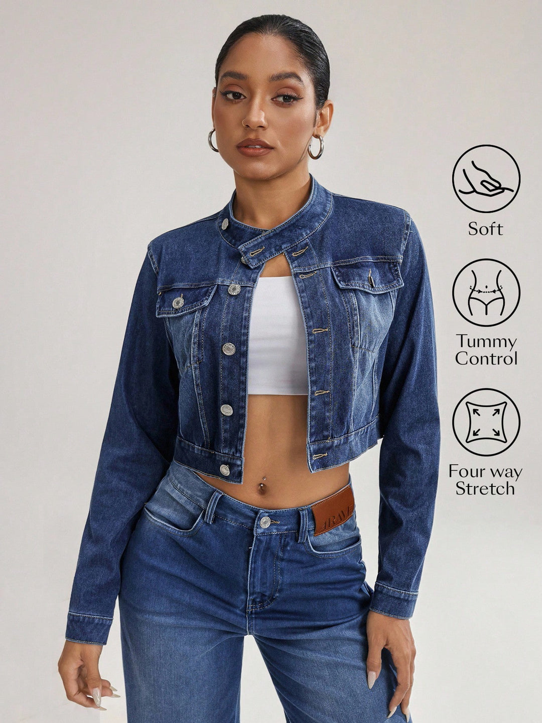 Jachetă denim SHEIN, albastru