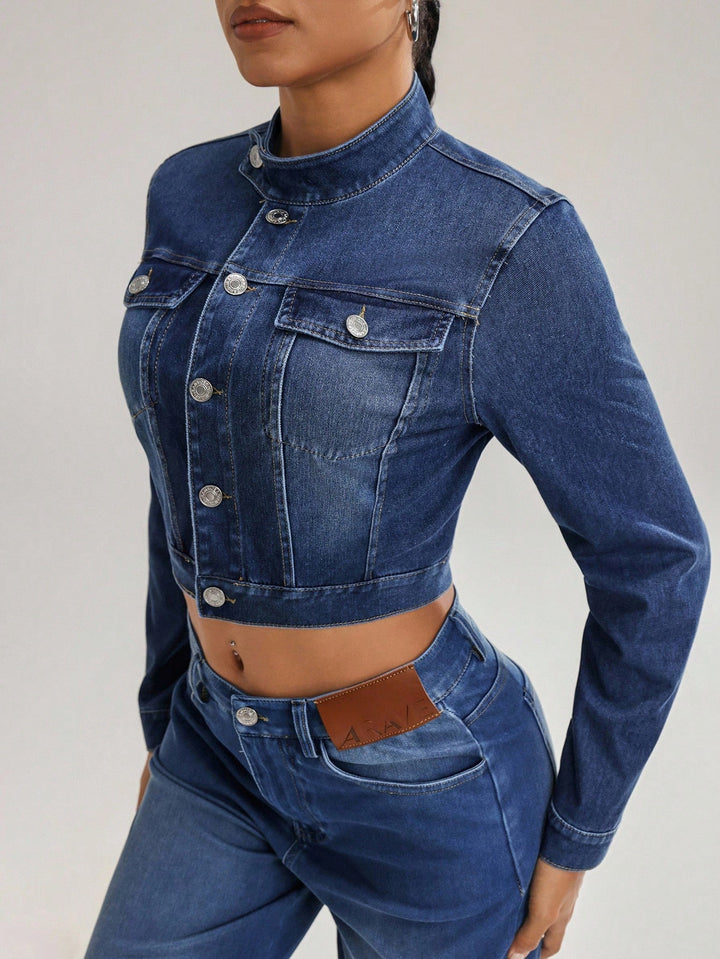Jachetă denim SHEIN, albastru