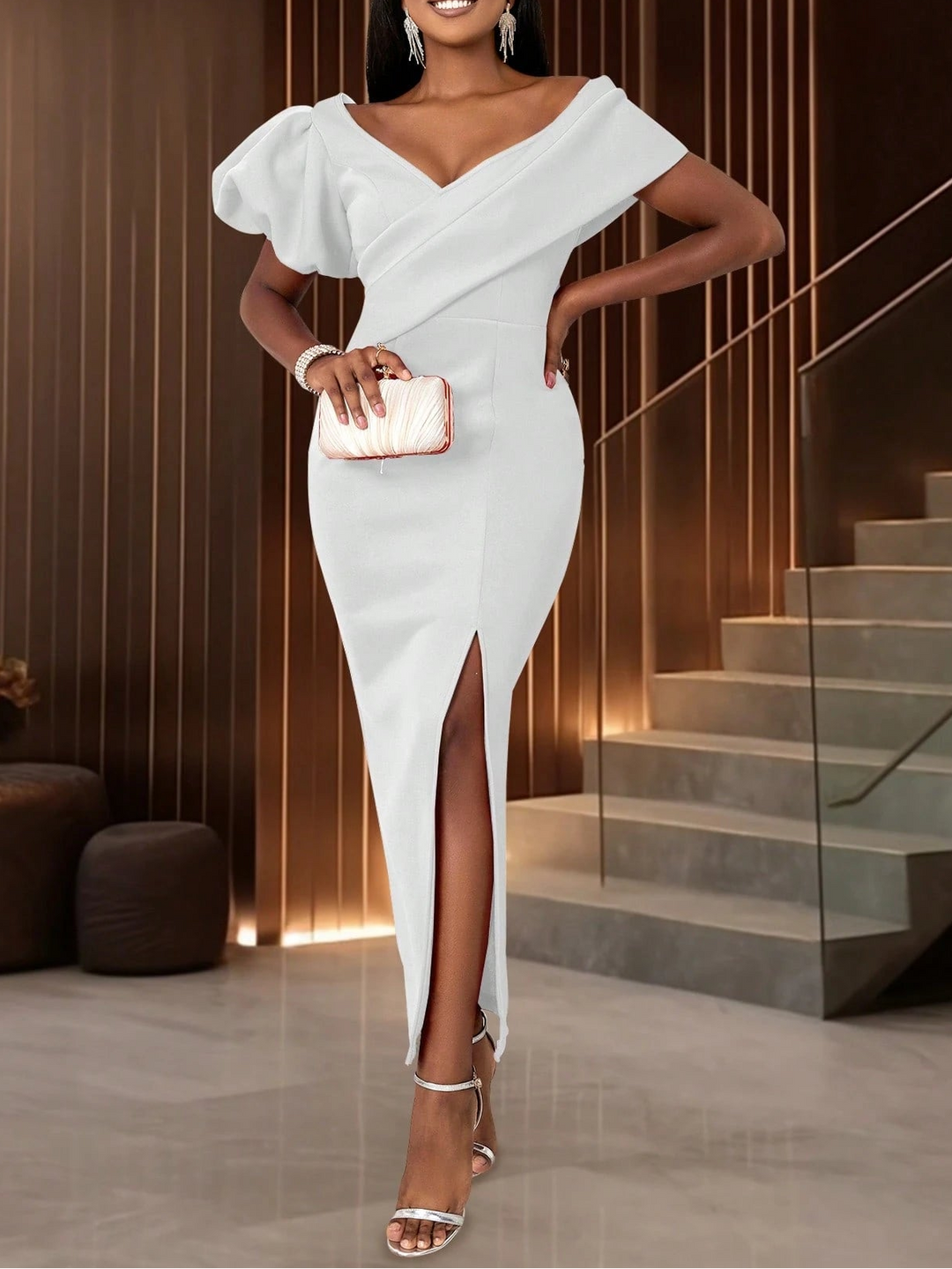 Rochie de ocazie SHEIN, alb
