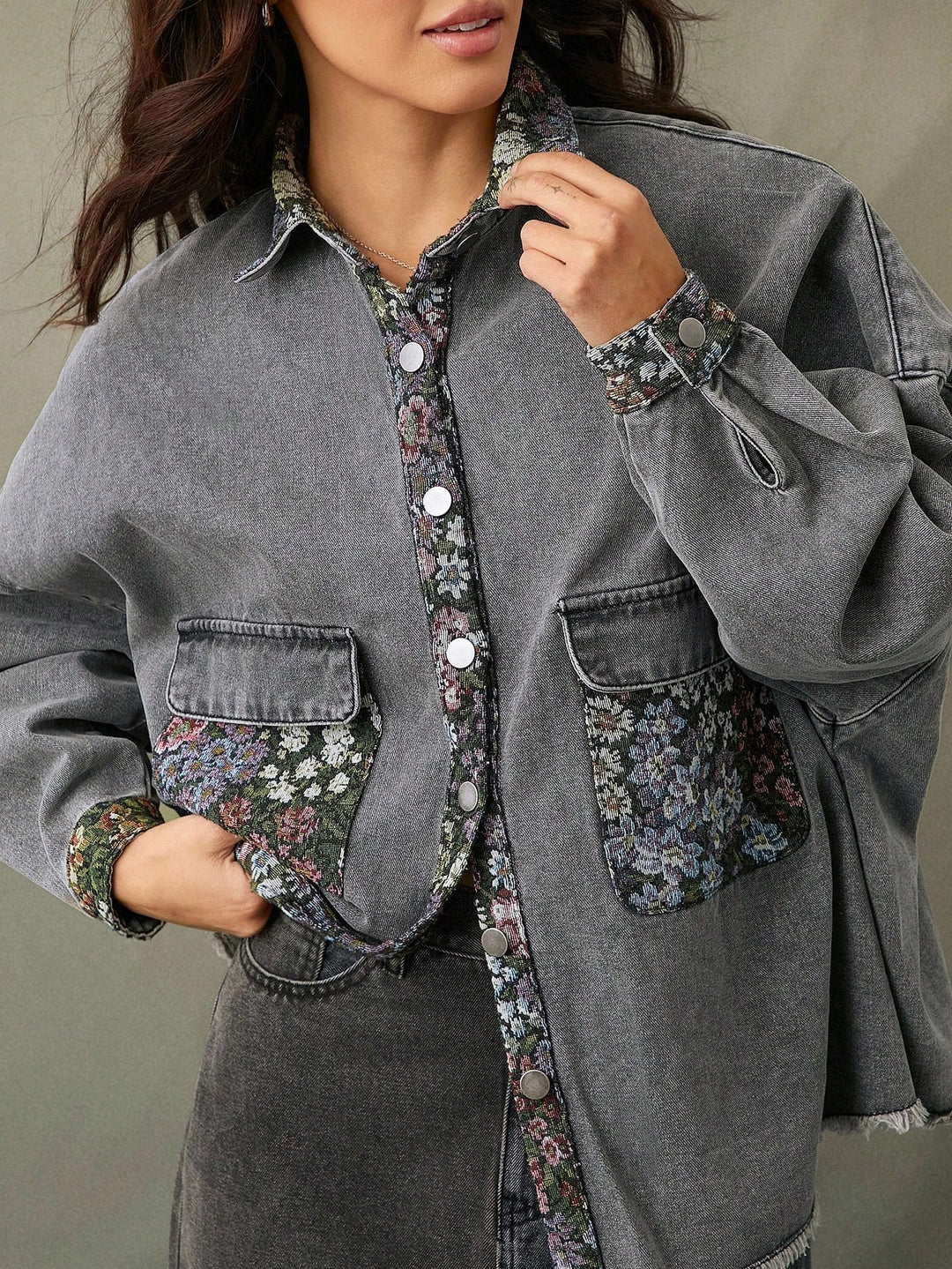 Jachetă denim SHEIN, gri