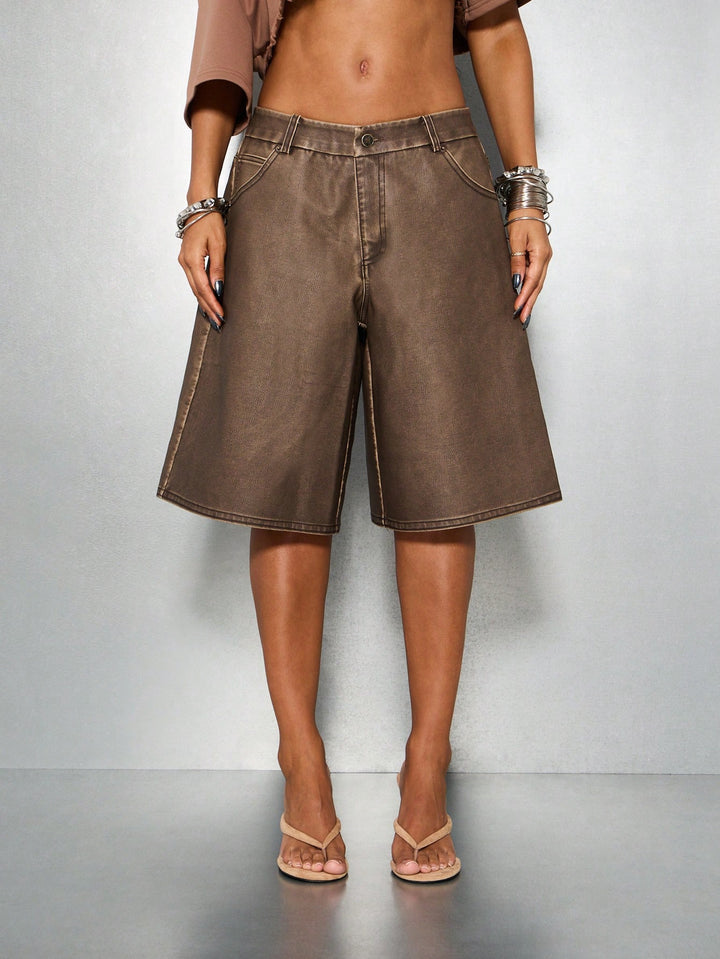 Pantaloni scurți Sumwon by Shein, maro