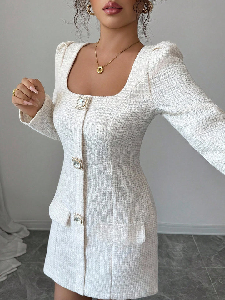 Shein mini ruha, ekrü
