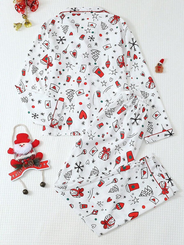 Compleu pijamale SHEIN, alb