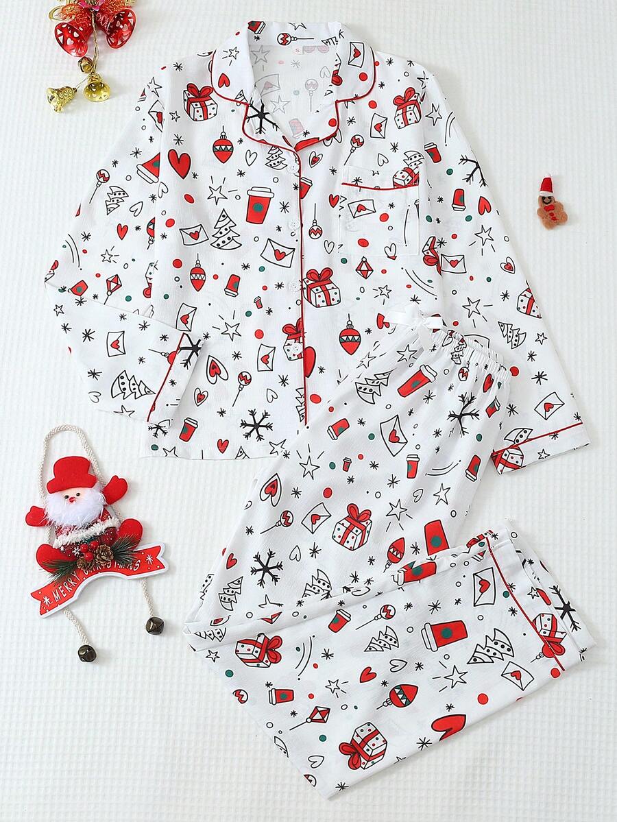 Compleu pijamale SHEIN, alb
