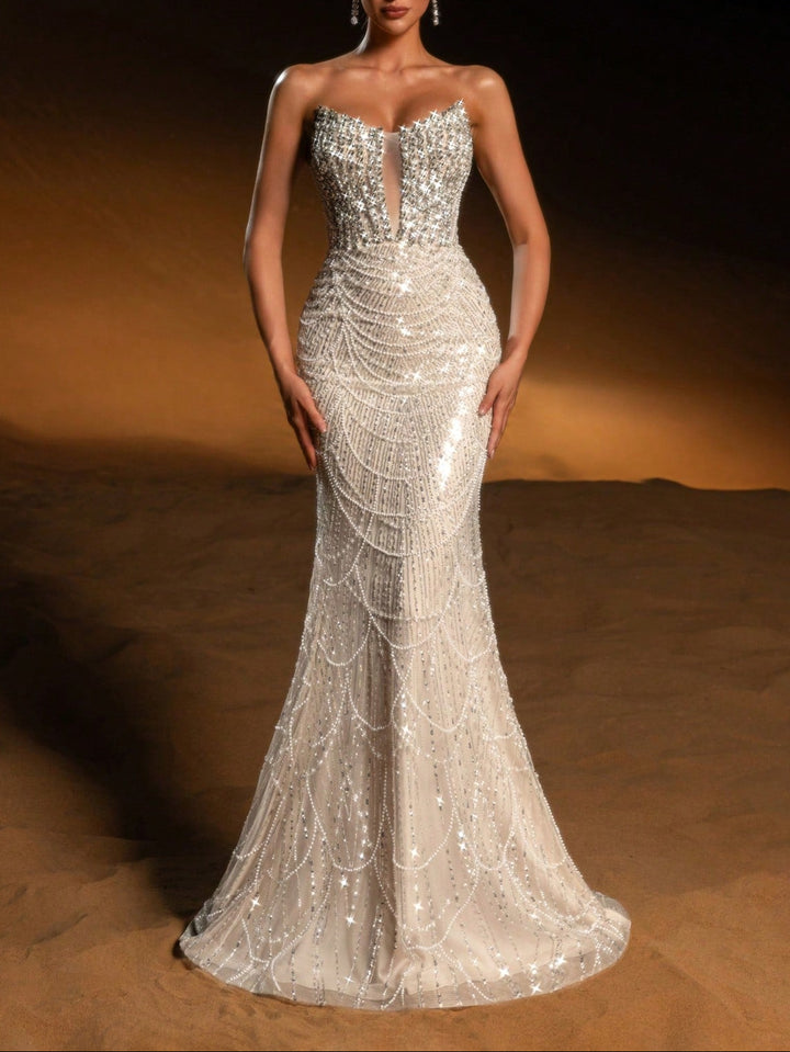 Rochie de ocazie SHEIN, crem