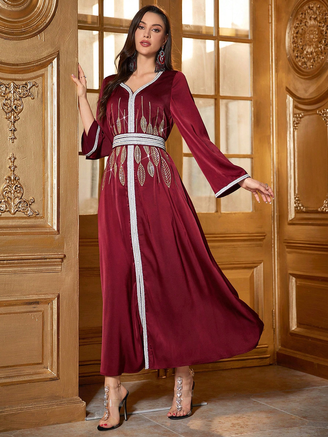 Set caftan și jalabiya SHEIN, vișiniu