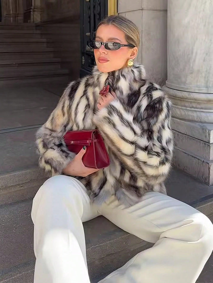 Haină de blană SHEIN, mix culori